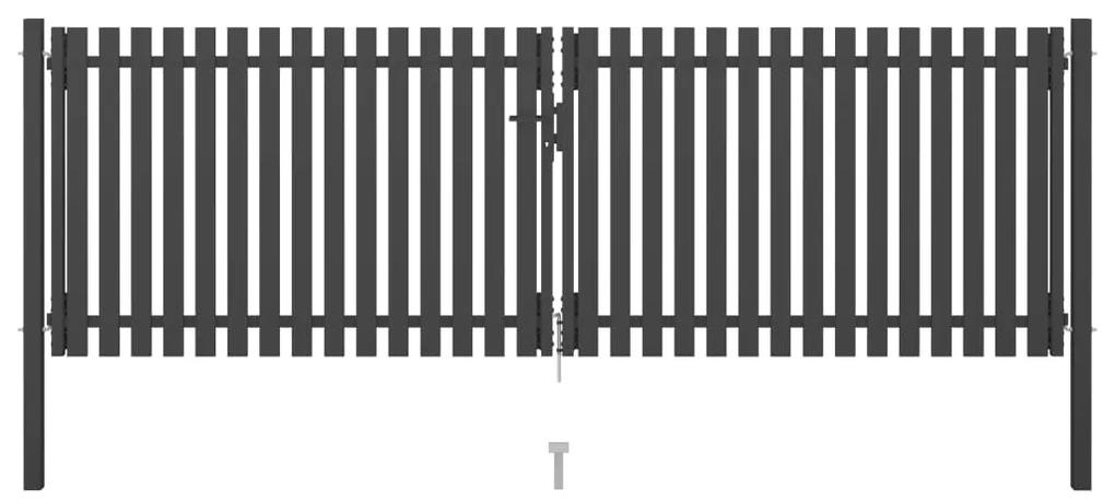 Poarta de gard gradina, antracit, 4 x 1,5 m, otel 4 x 1.5 m