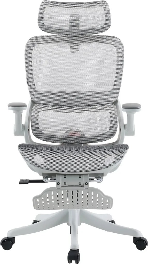RESIGILAT- Scaun ergonomic SIHOO B100-PRO, cotiere 4D, tetiera 3D, mecanism multifunctional inclinare/blocare, suport picioare, pivotant, Mesh, Gri