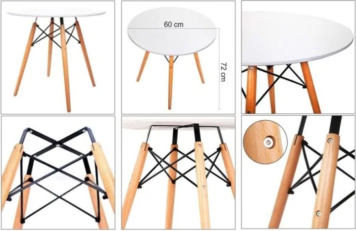 Masa de sufragerie alba OSLO 60x60