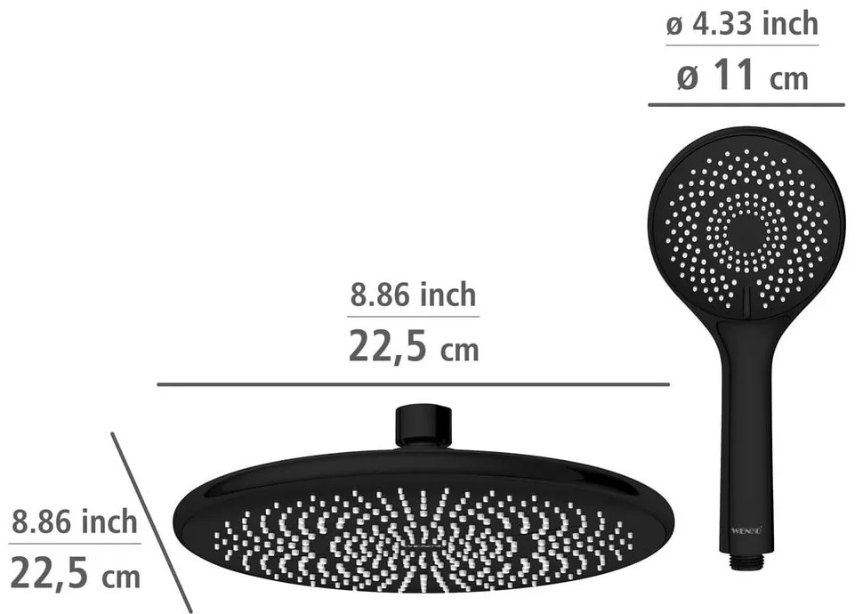 Set de duș negru din oțel inoxidabil 120 cm Water Saving – Wenko