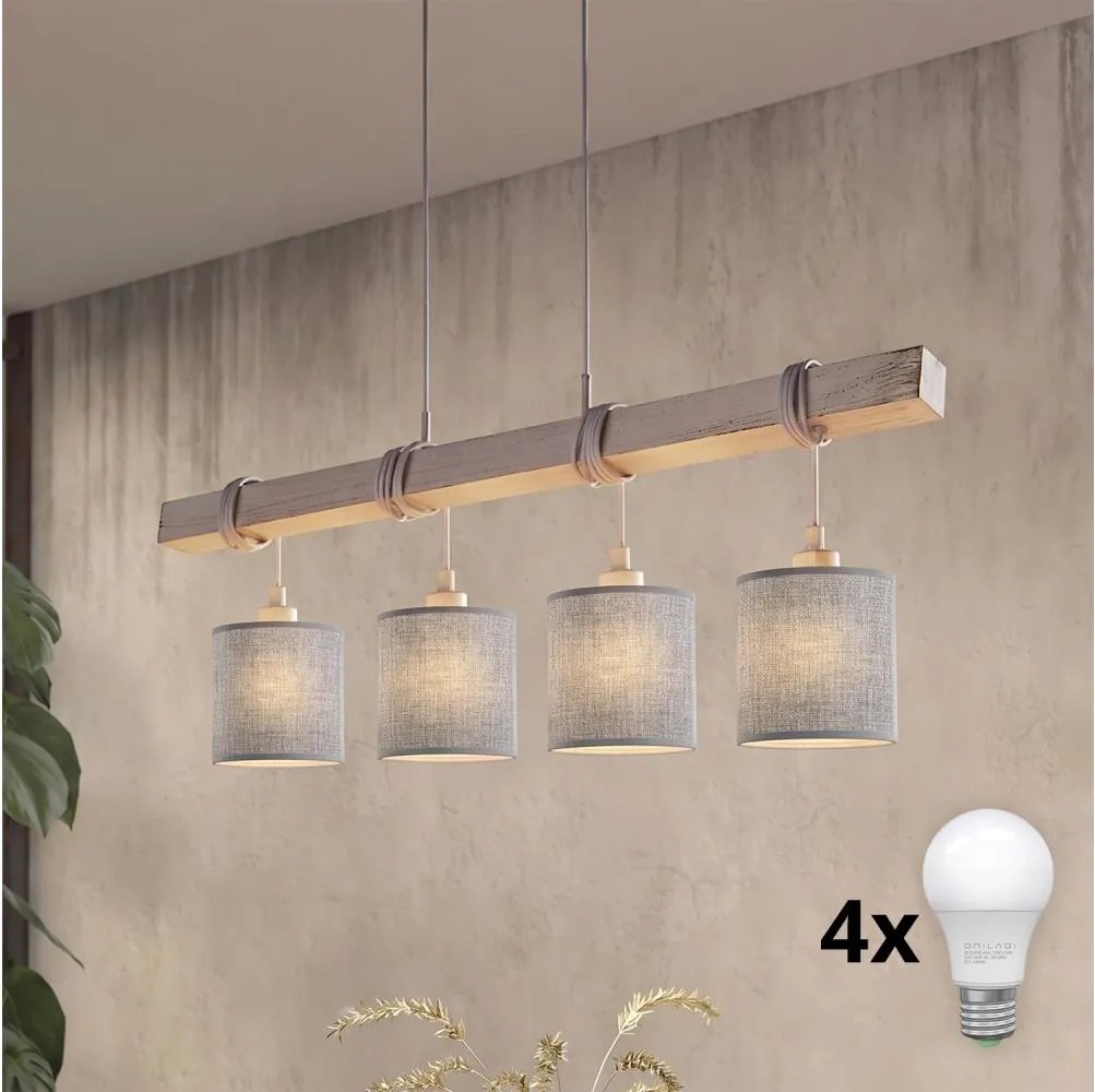 Brilagi - Lustră LED pe cablu NUBILA, 4 x E27, max. 60 W, 230 V, gri