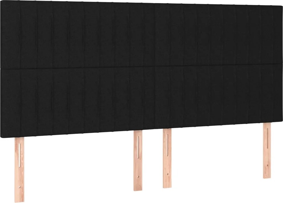 vidaXL Tăblie de pat neagră 180x5x118/128 cm, material textil
