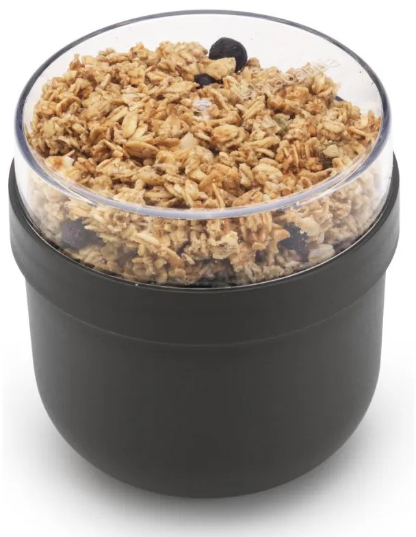 Cupa alimentara Brabantia Make&Take 1006296, 500+180 ml, Inchidere cu filet, fFara BPA, Gri închis
