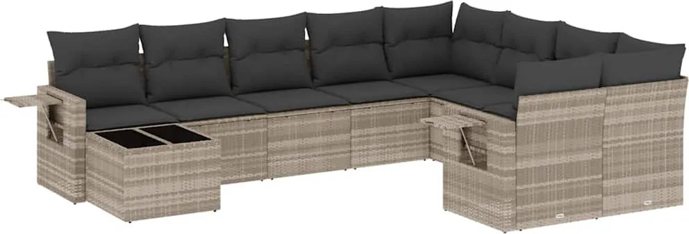 vidaXL Set canapele de grădină cu perne 10 piese gri deschis poliratan