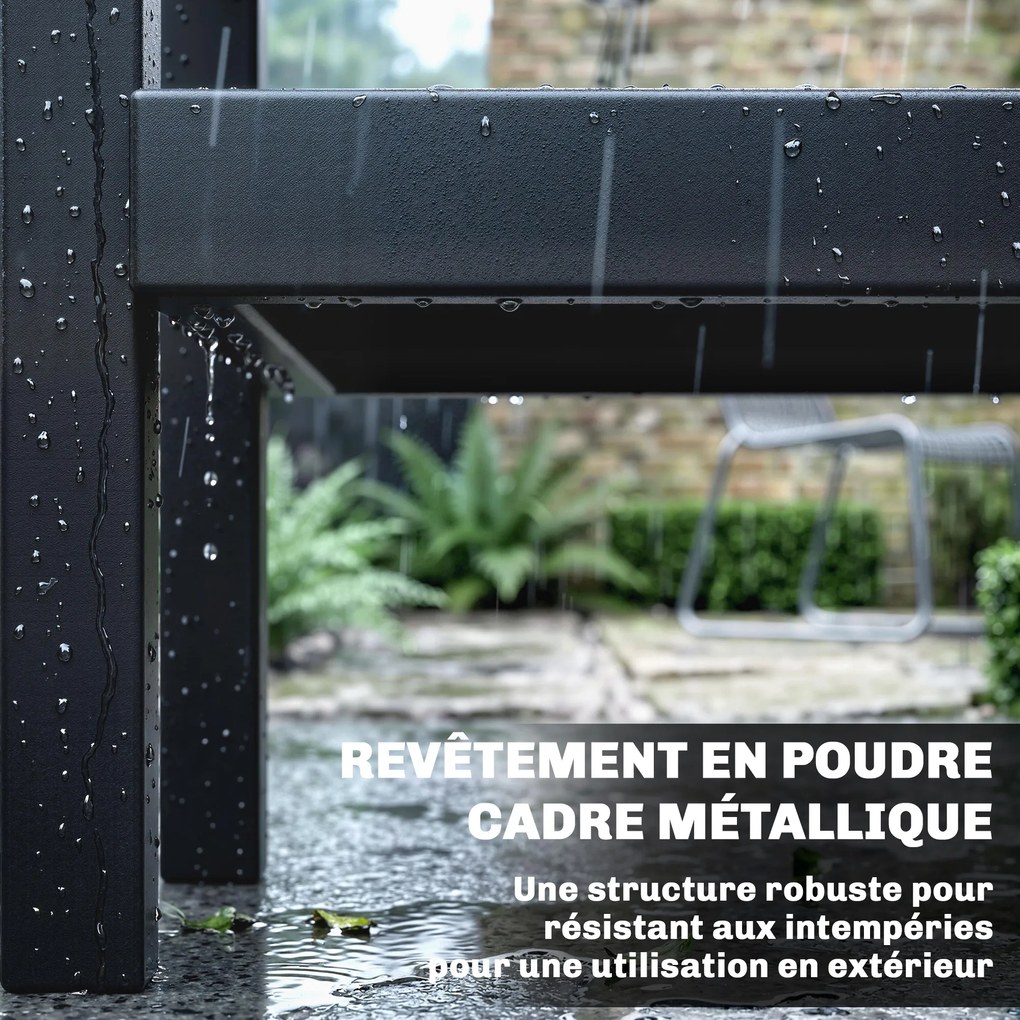 Outsunny Cărucior de grădină cu 3 niveluri, blat din inox, roți, cârlige, coș detașabil, mâner lateral, 114x61x81 cm, negru | Aosom Romania