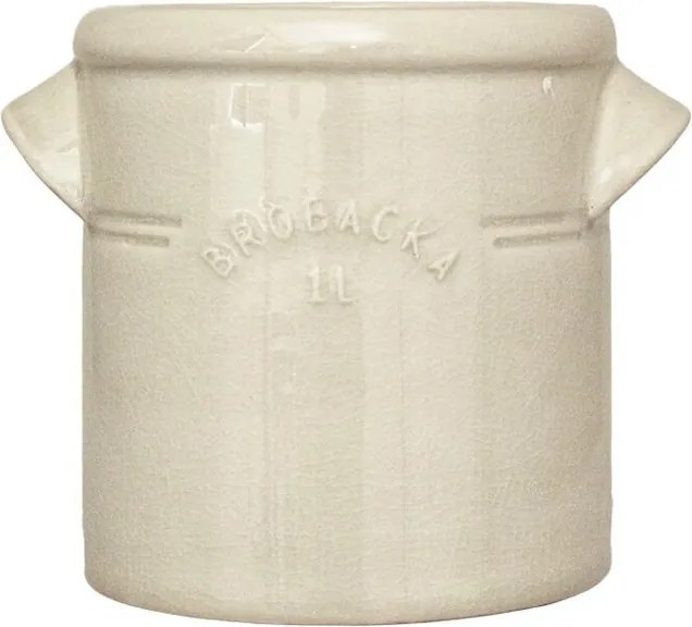 Ghiveci din ceramică glazurată manual 1L alb crem, „Brobacka"