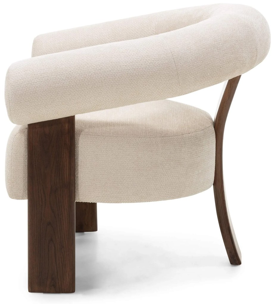 Fotoliu design crem KOKEI ALIA, decor nuc