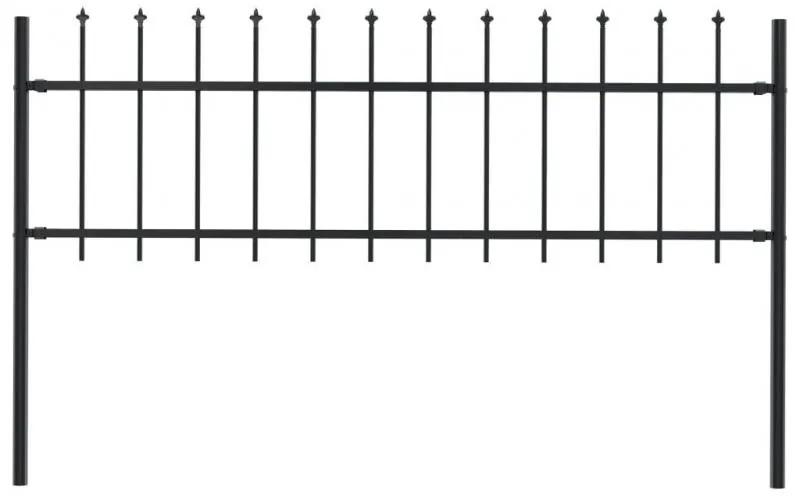 Gard de gradina cu varf sulita, negru, 1,7 x 0,6 m, otel