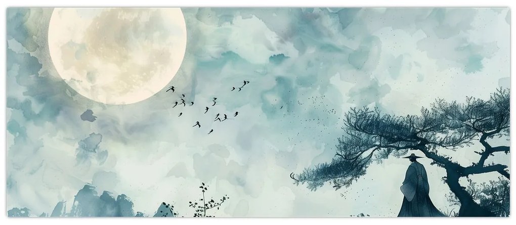 Tablou - Pictură cu lună plină (120x50 cm)