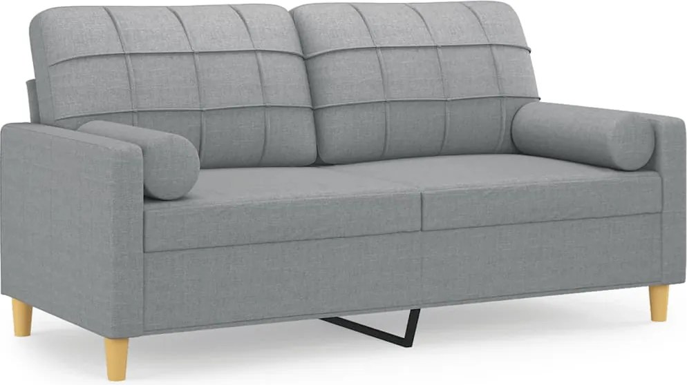 vidaXL Canapea cu 2 locuri cu pernuțe, gri deschis, 140 cm, textil