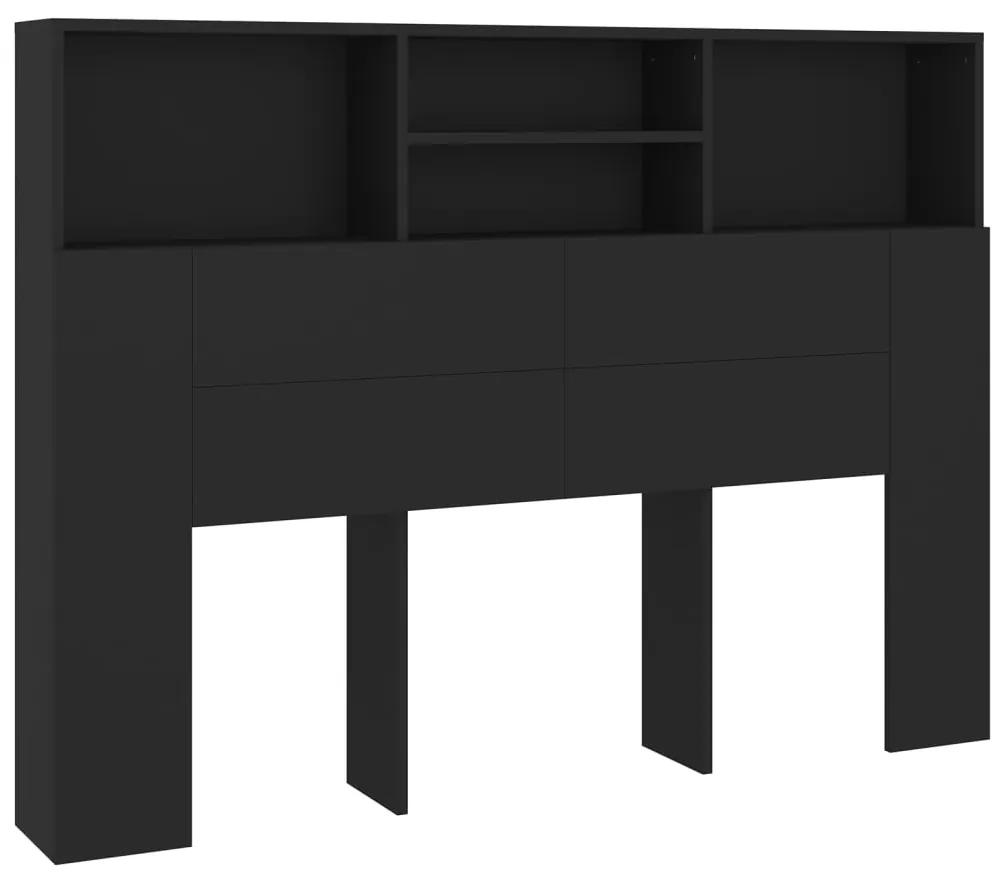 811863 vidaXL Tăblie de pat cu dulap, negru, 140x19x103,5 cm