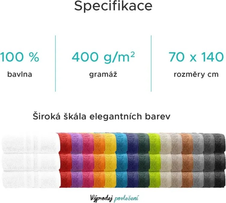 Prosop de baie CLASSIC COLOR 70 x 140 cm mentol, 100% bumbac