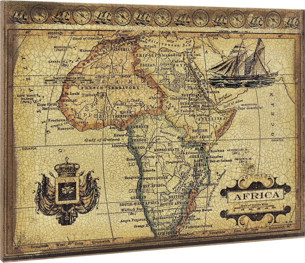 [art.work] Design fotografie de perete - Harta Africii Model 4- cu rama - 60x80x2,8cm