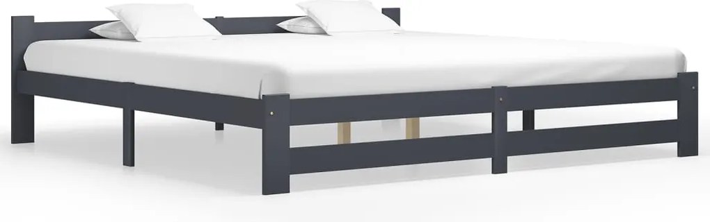 vidaXL Cadru de pat, gri închis, 200 x 200 cm, lemn masiv de pin