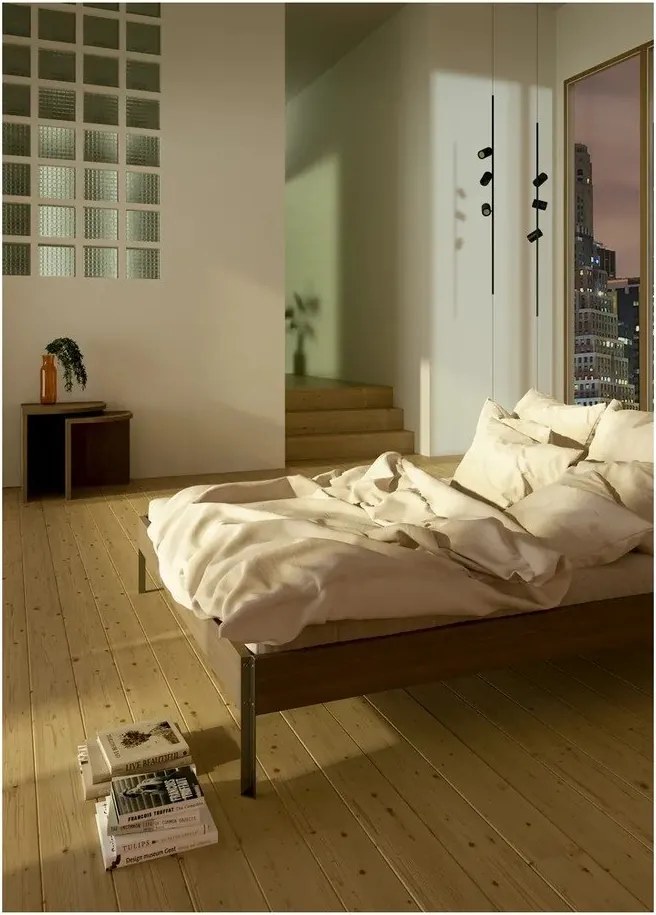 Pat matrimonial în culoare naturală din lemn de pin fără tăblie cu somieră 180x200 cm Core – Karup Design