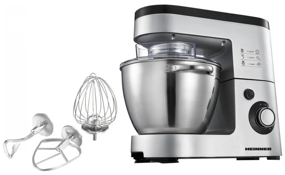 Heinner HPM-1500XMC-V2 - Robot de bucătărie cu bol din oțel inoxidabil, 1500W/230V, inox
