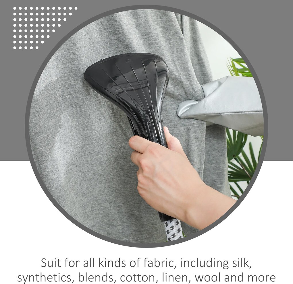 HOMCOM Aparat de Călcat Vertical cu Abur 1.4L cu Bară Extensibilă și 2 Roți Negru | Aosom Romania