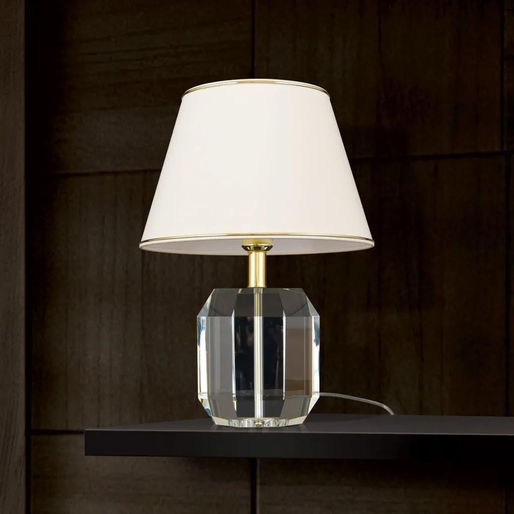 Veioza design lux cu cristal K9 ALEXIS crem/auriu