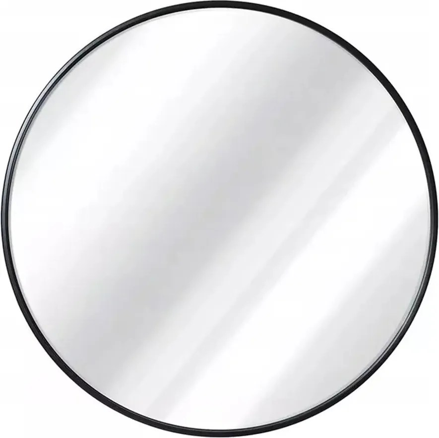 Oglinda rotunda Rea Loft rama subtire metalica neagra 50 cm