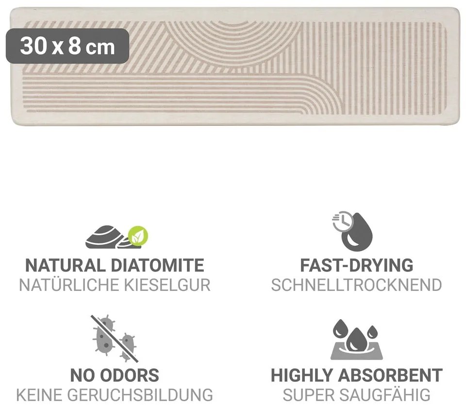 Scurgător de vase bej din diatomit 30x8 cm Damon – Wenko