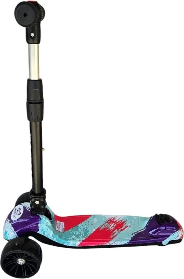 Trotineta copii cu roti luminoase din silicon NOVOKIDS™ Mini Scooter 8150, Cu melodii si lumini, 3 roti, Pliabila, Maner reglabil pe inaltime, Maxim