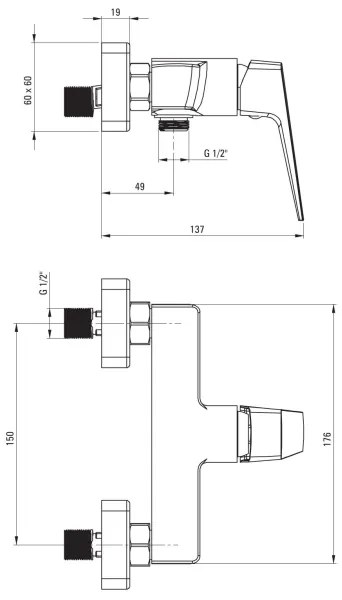 Deante BQL_N40M - Baterie de duș BLUR neagră