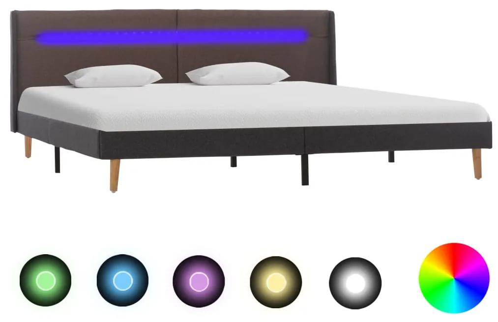 286708 vidaXL Cadru de pat cu LED, gri taupe, 180 x 200 cm, material textil