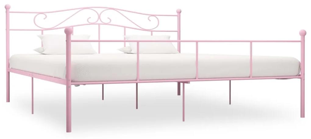 Cadru de pat, roz, 200 x 200 cm, metal Roz, 200 x 200 cm