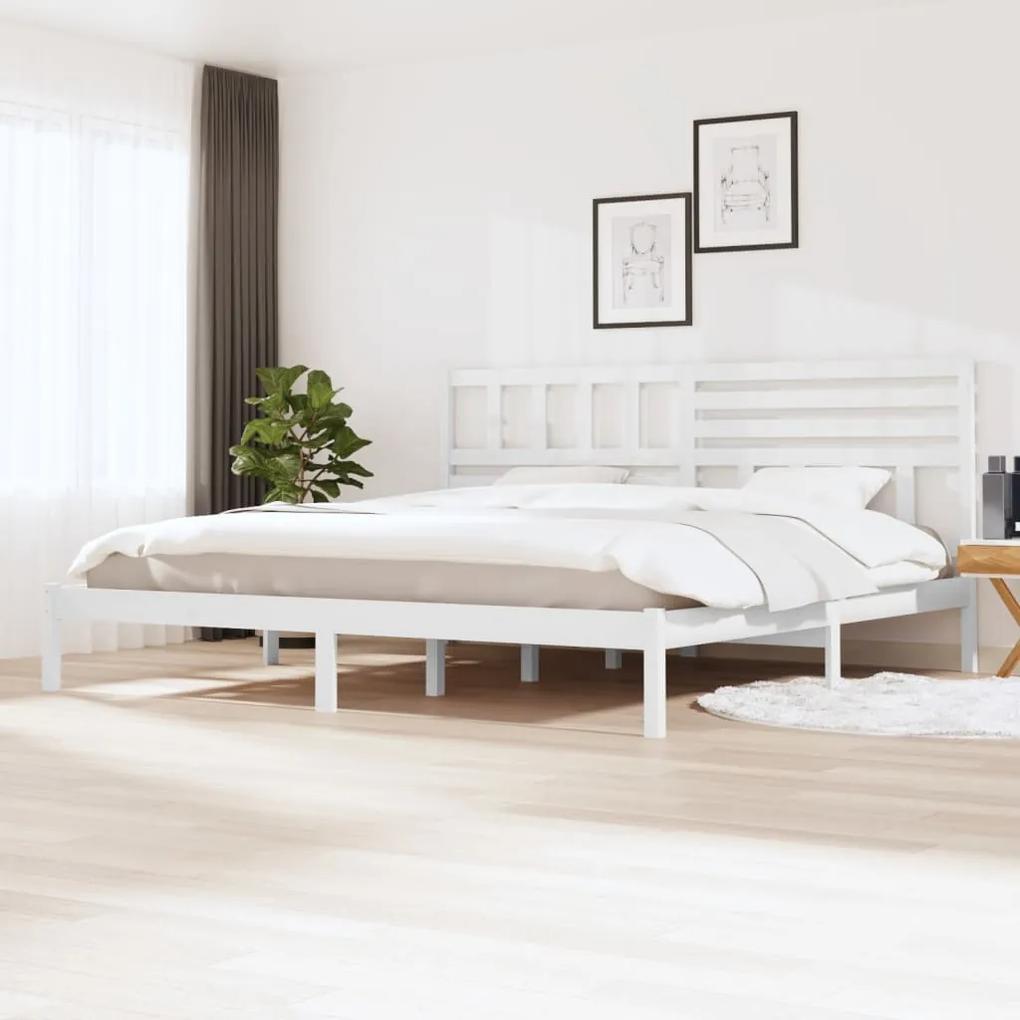 3101044 vidaXL Cadru de pat, alb, 200x200 cm, lemn masiv de pin