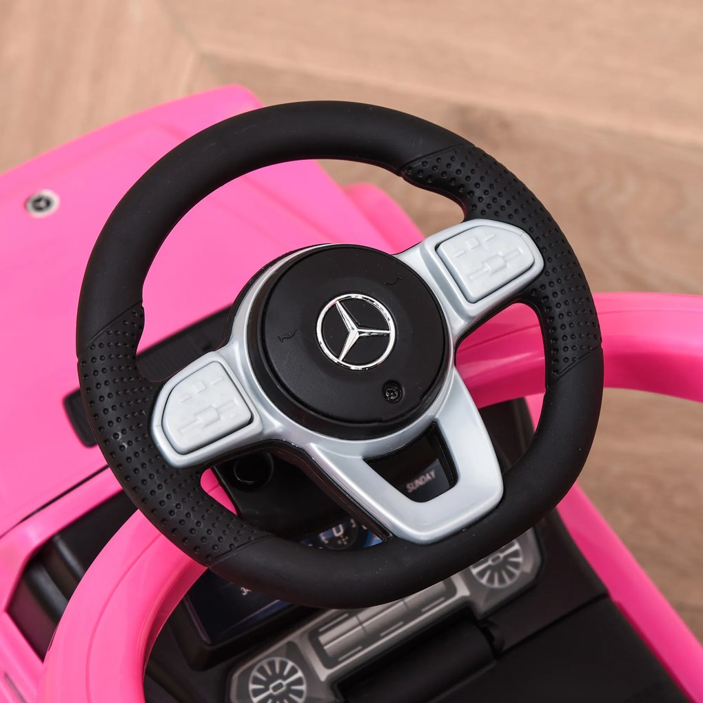 HOMCOM Mașină Jucărie pentru Copii cu Acoperiș Mercedes-Benz G350 Roz | Aosom Romania