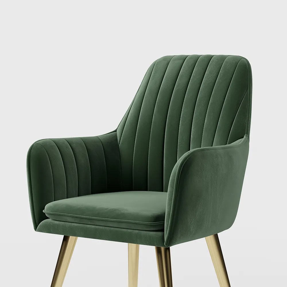 Scaun verde pentru bucătărie, soft, cu cotieră , în stil art nouveau - 2 buc. Deprimo j040379-verde by Deprimo