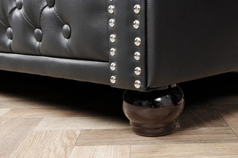 Canapea clasica stil englezesc Chesterfield 3 locuri, negru antic