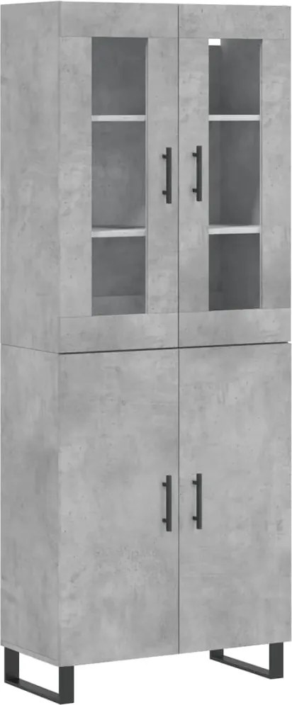 vidaXL Dulap înalt, gri beton, 69,5x34x180, lemn compozit
