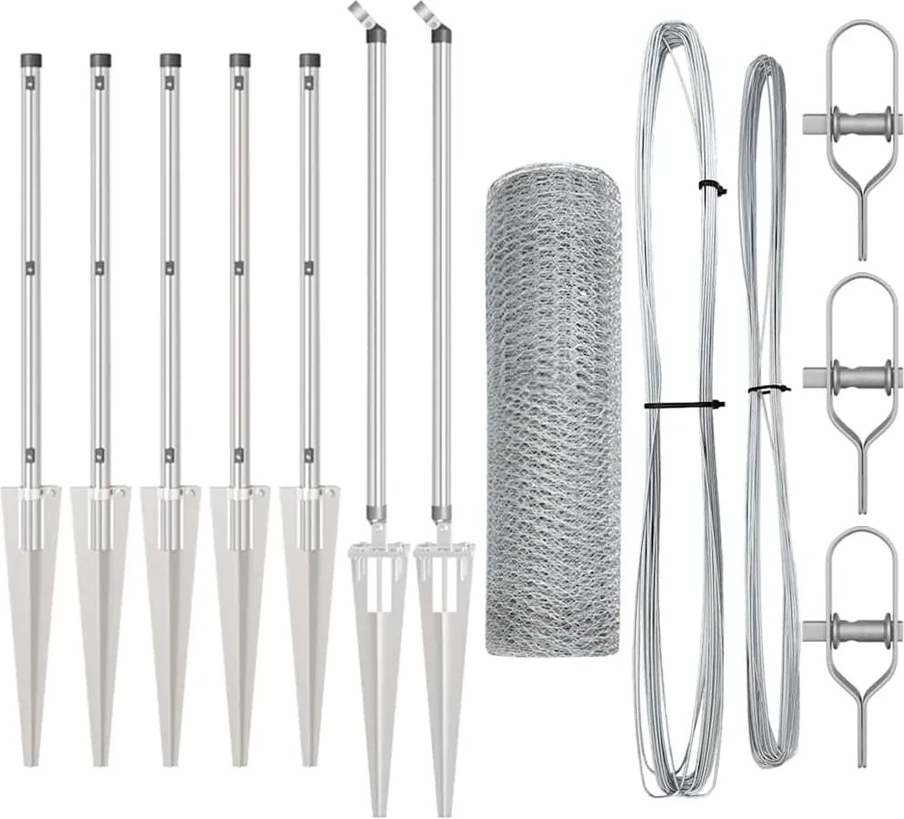 vidaXL Stâlp de gard. Argintiu 10 x 0,6 m (plasă de 13 mm) Oțel