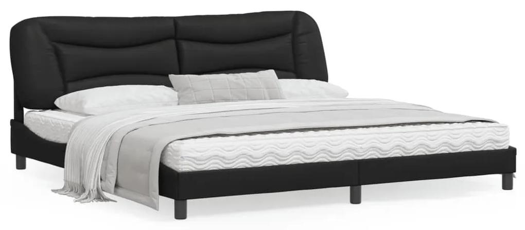 3213955 vidaXL Cadru de pat cu lumini LED, negru, 200x200 cm, piele ecologică