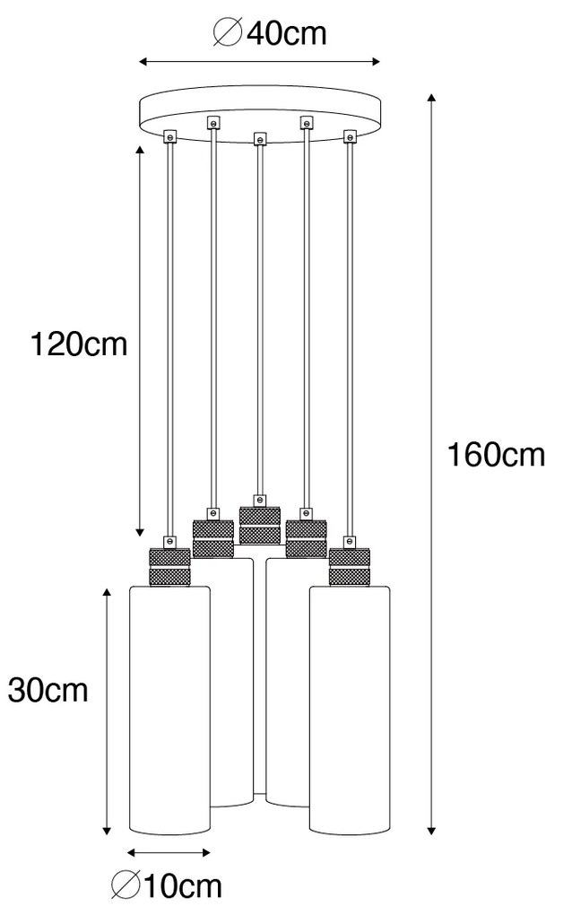 Lampă suspendată inteligentă neagră cu sticlă fumurie, incl. 5 Wifi A60 - Stavelot