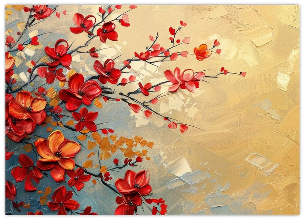 Tablou pe sticlă - Copac înflorit (70x50 cm)