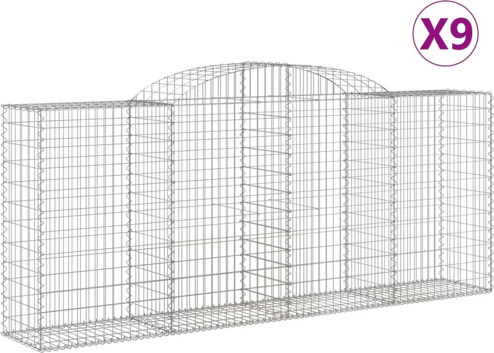 vidaXL Coșuri gabion arcuite 9 buc. 300x50x120/140 cm fier galvanizat