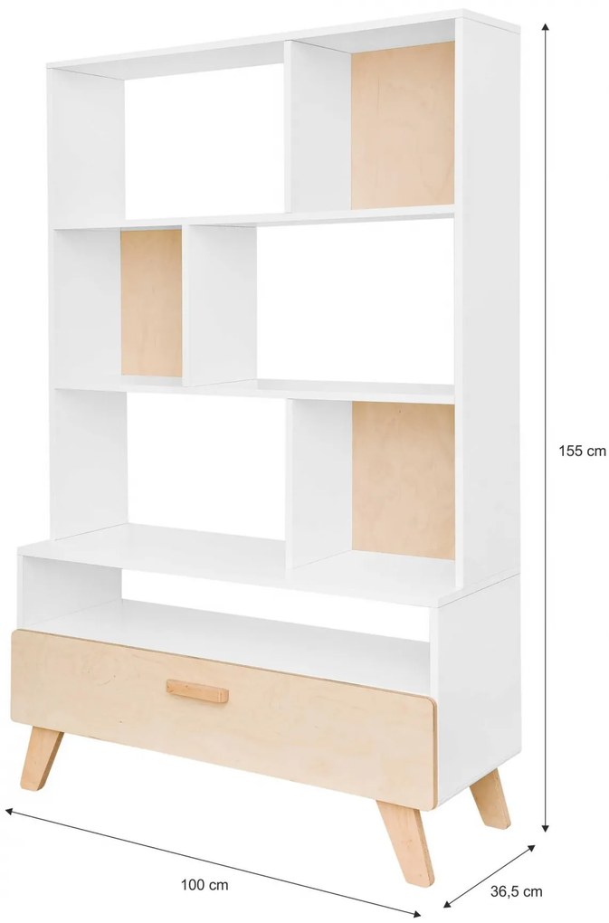 Biblioteca pentru copii Culoare Alb / Fag, HOPPA