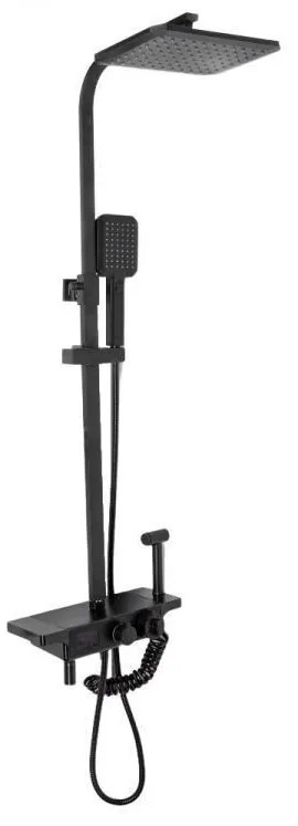 Coloană de Duș cu Afisaj MCD Inox Negru Model SJG/001 – Tehnologie Avansată și Design Elegant pentru Baia Modernă