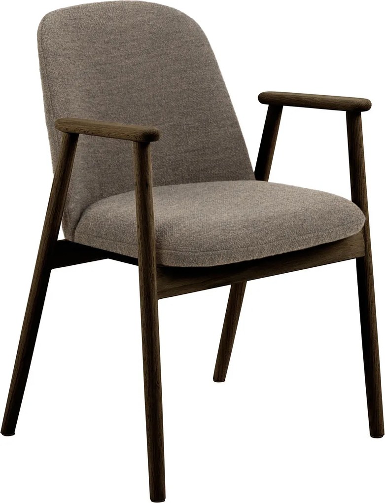 MAZZONI EXPORT RODERIC Maro Taupe (Monza 40)/cadru stejar lăcuit afumat (nuanță nuc) - SCAUN DE LEMN BOUCLÉ PENTRU SUFRAGERIE LIVING BUCĂTĂRIE