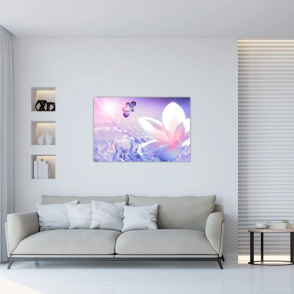 Tablou - Fluture lângă floare (90x60 cm)