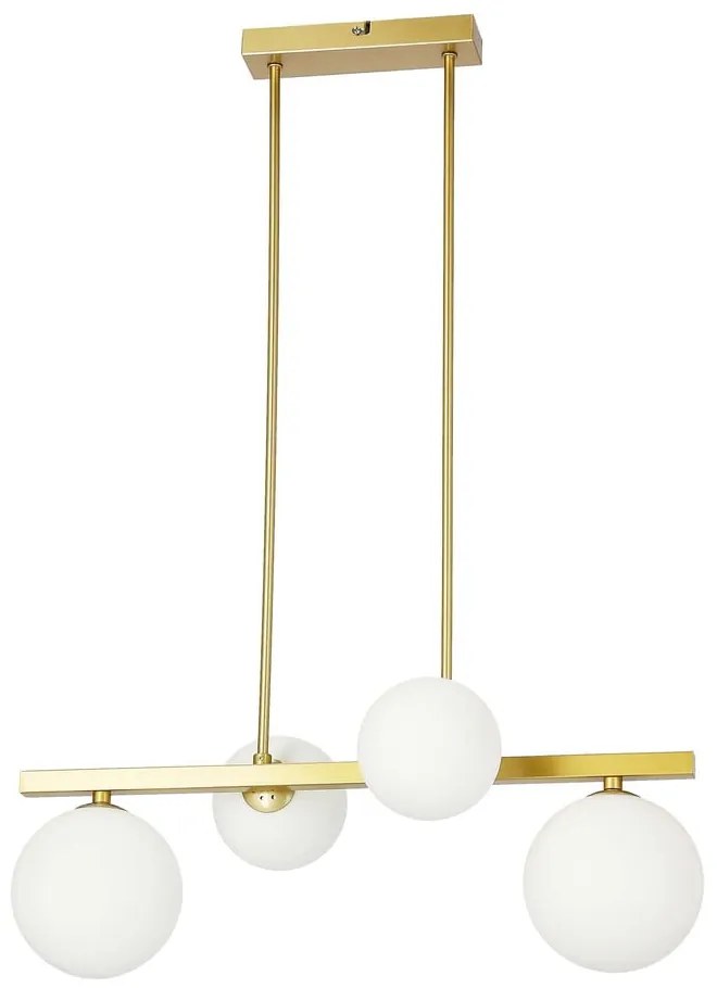 Lustră albă/aurie cu abajur din sticlă Kama – Candellux Lighting