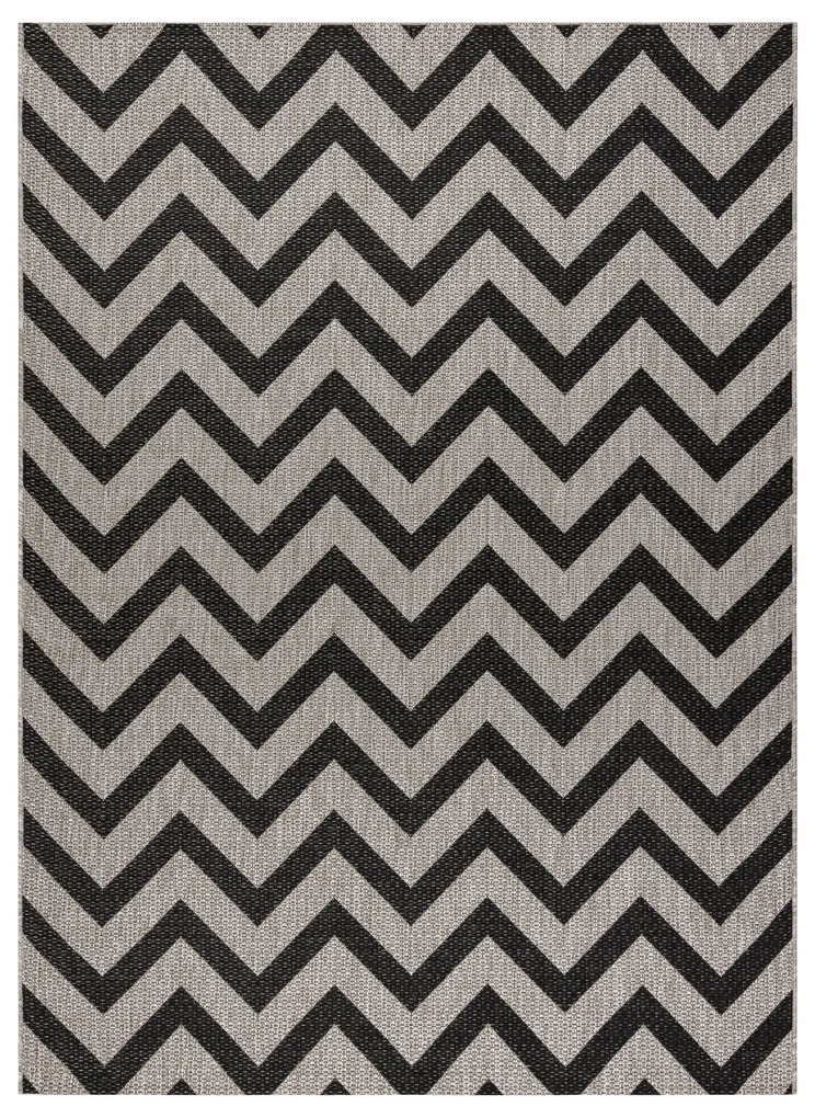 Covor sisal Floorlux 20340 argint si negru Zig Zag