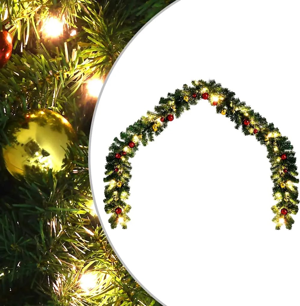 vidaXL Ghirlandă de Crăciun decorată cu globuri și lumini LED, 20 m