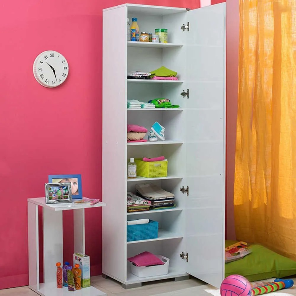 Dulap multifunctional Adore Diamond, 8 rafturi , Usa reversibila, Alb 50 x 187 x 35  Cm