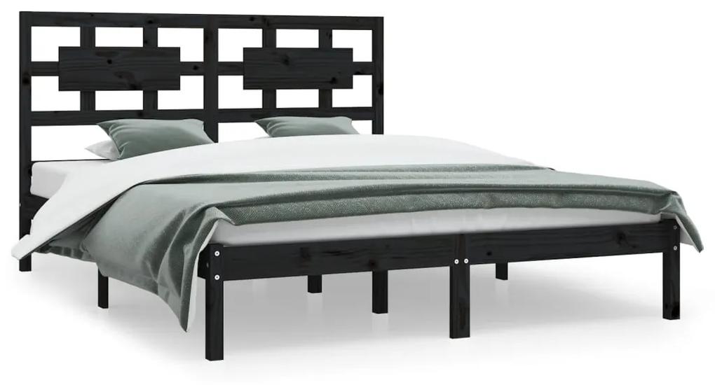 3107362 vidaXL Cadru de pat King Size, negru, 150x200 cm, lemn masiv de pin