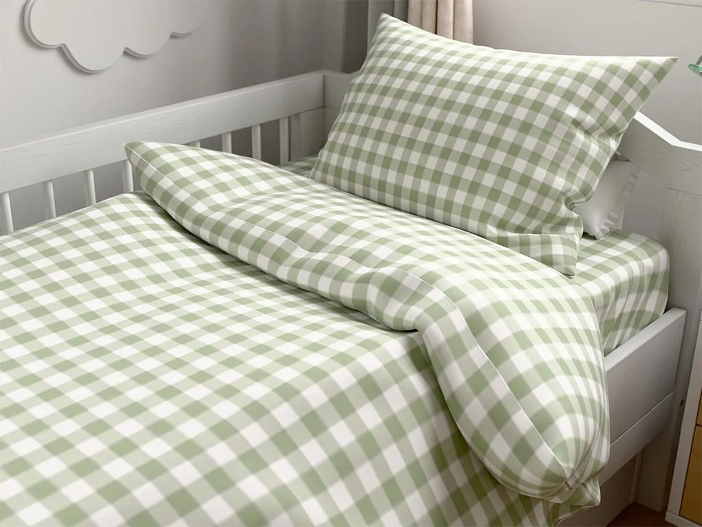 Set lenjerie de pat din microfibra pentru patut cu cearsaf GRENTIS, verde