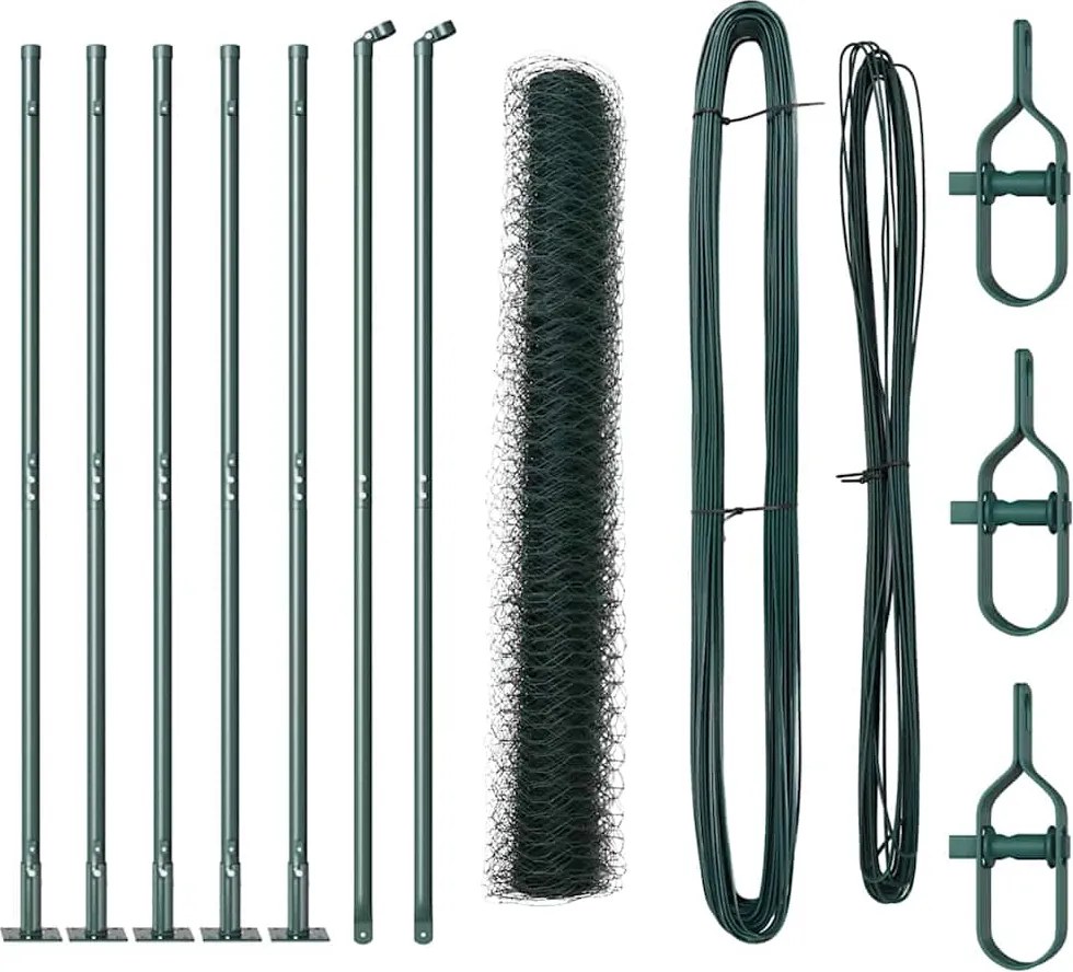 vidaXL Stâlp de gard. Verde 10 x 0,8 m (plasă de 50 mm) Oțel și PVC
