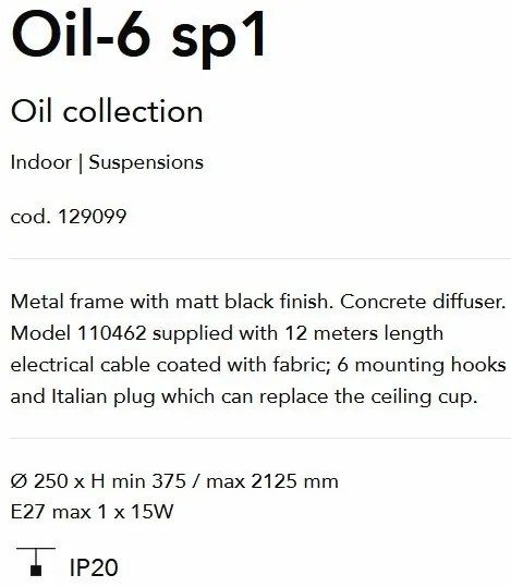 Lustra/ Pendul modern din ciment OIL-6 SP1 CONCRETE 129099